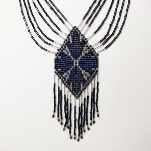 Elegant Black and Blue Beaded Necklace